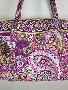 Vera Bradley Quilted Paisley Tote in Pink and Purple